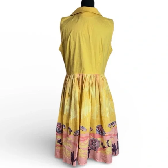 Banned Apparel Parasol Midi Dress Large Retro 50s Pinup Novelty Print Yellow - Picture 13 of 13